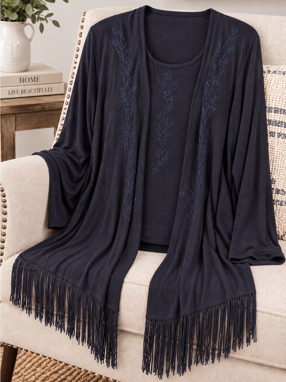 Forgotten Grace Women’s Navy 2-Piece Tank And Shrug Set Plus Size 3X NWT